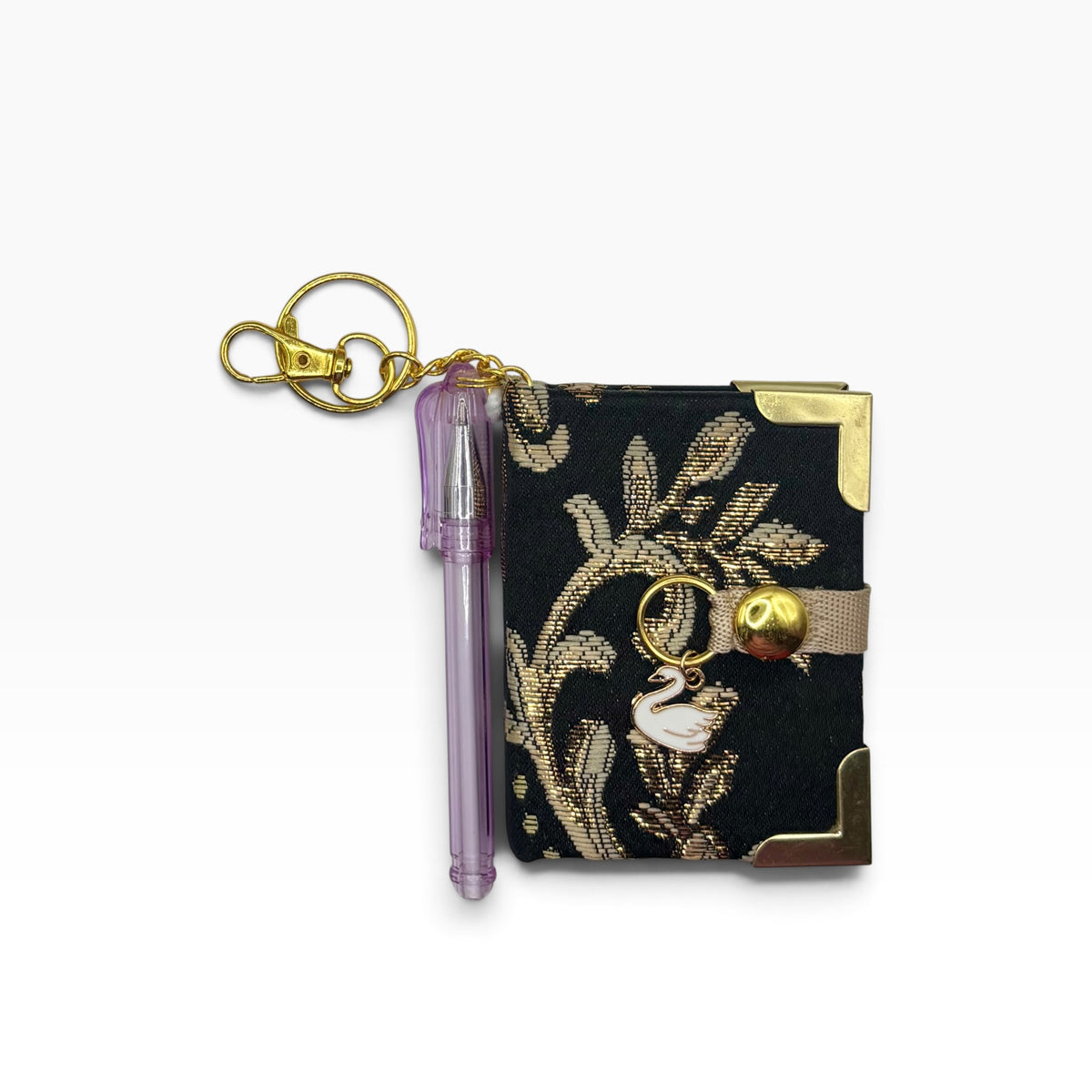 Gold Brocade Keychain Clip