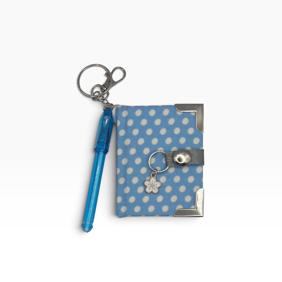 Blue Polka Dot Keychain Clip