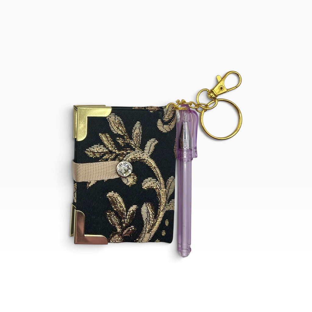 Gold Brocade Keychain Clip