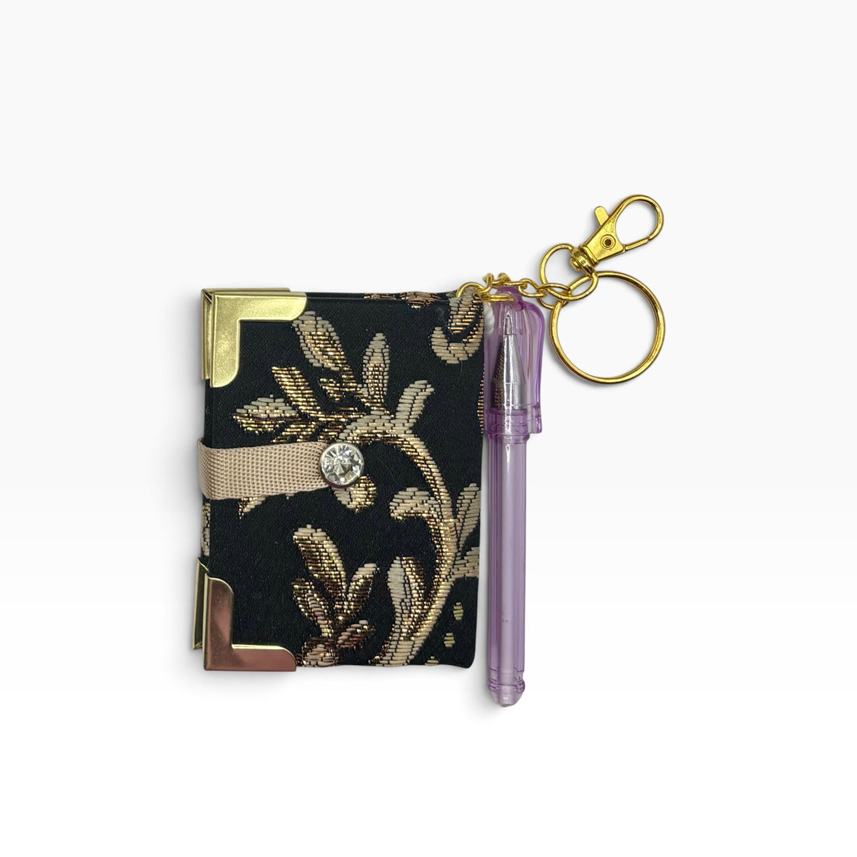 Gold Brocade Keychain Clip