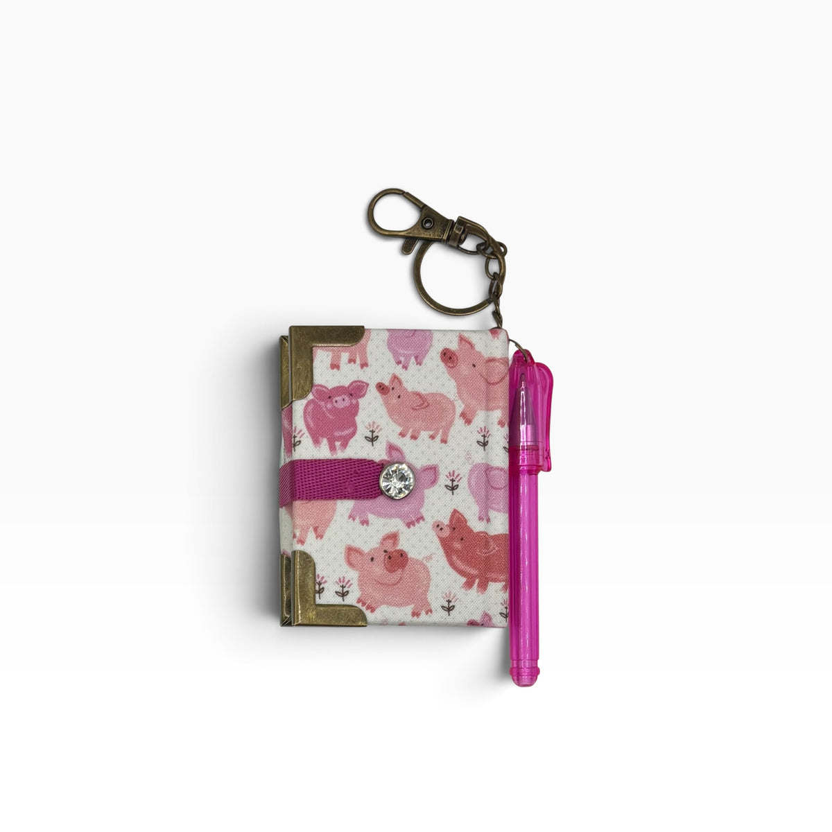 Pink Pigs Keychain Clip