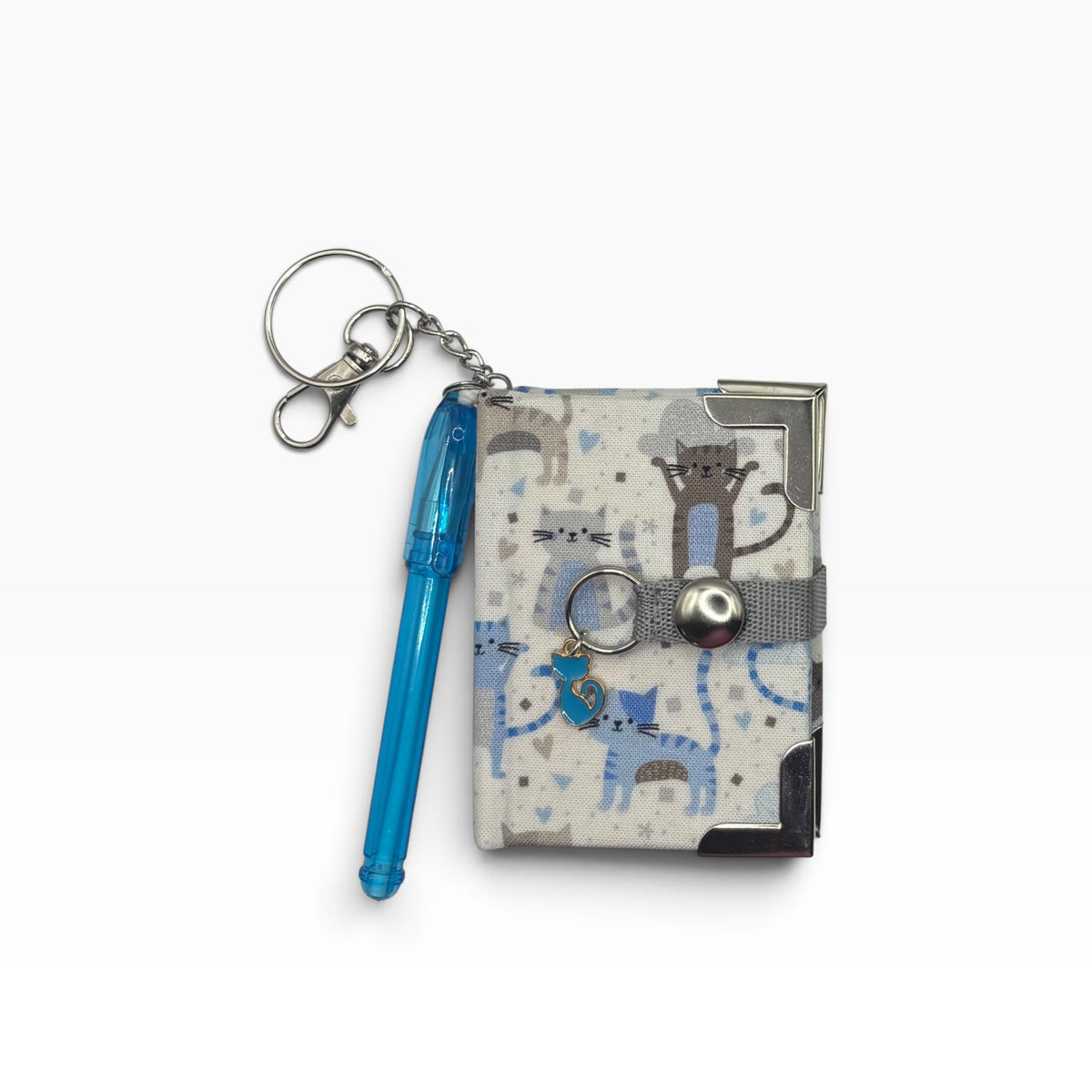 Blue Kitties Keychain Clip